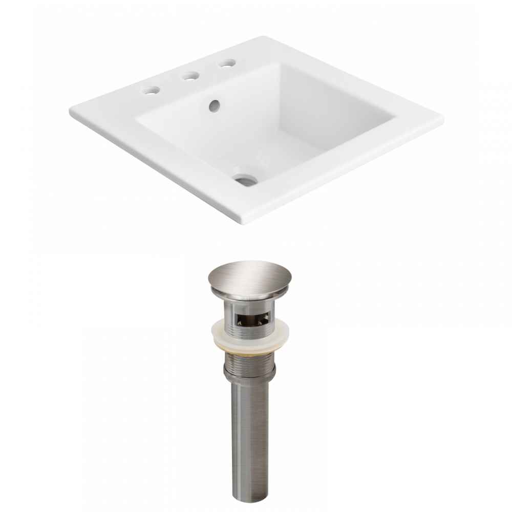 21-in. W 3H8-in. Ceramic Top Set In White Color - Overflow Drain Incl.