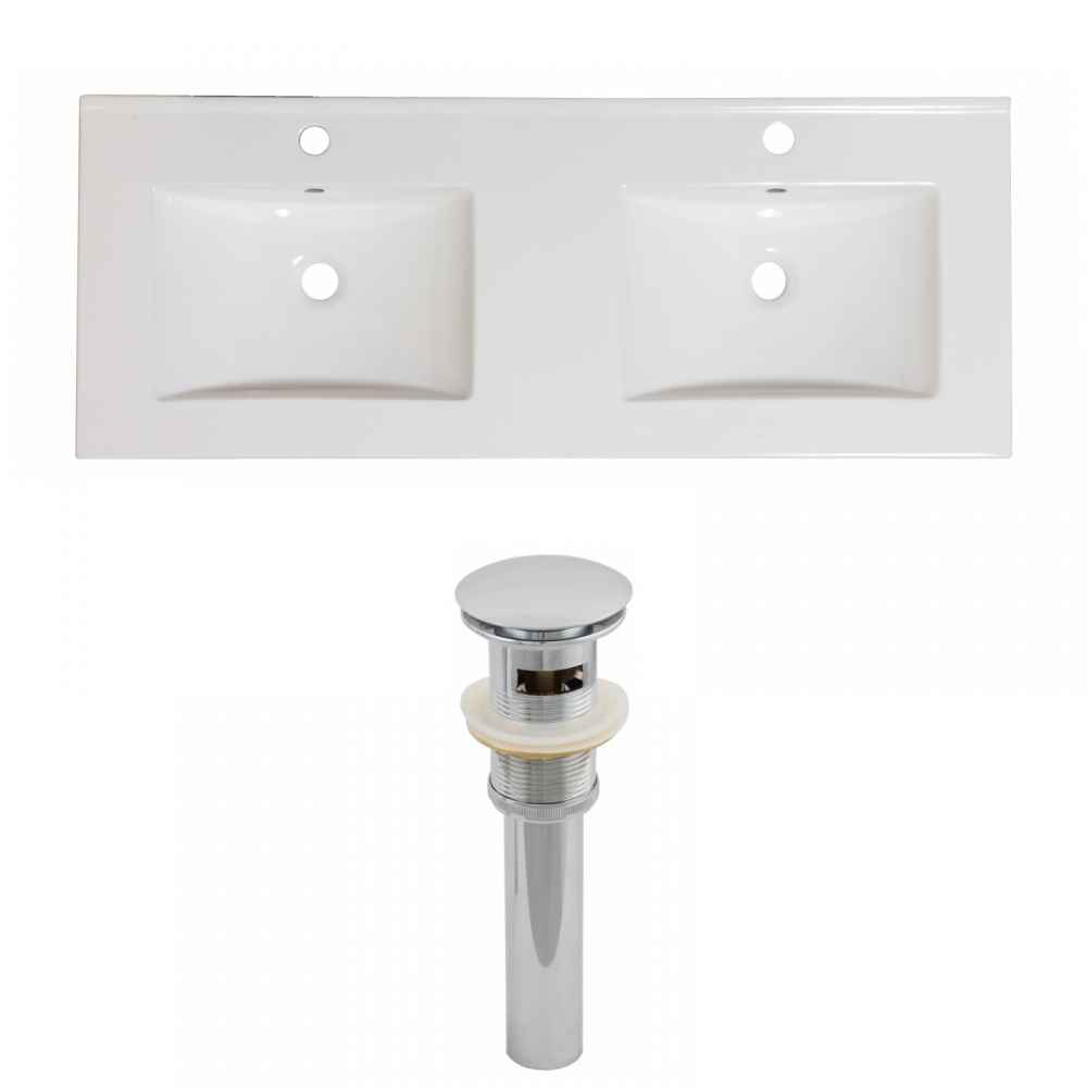 59-in. W 1 Hole Ceramic Top Set In White Color - Overflow Drain Incl.