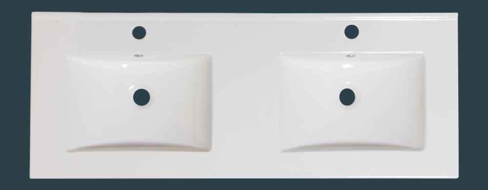 59-in. W 1 Hole Ceramic Top Set In White Color - Overflow Drain Incl.