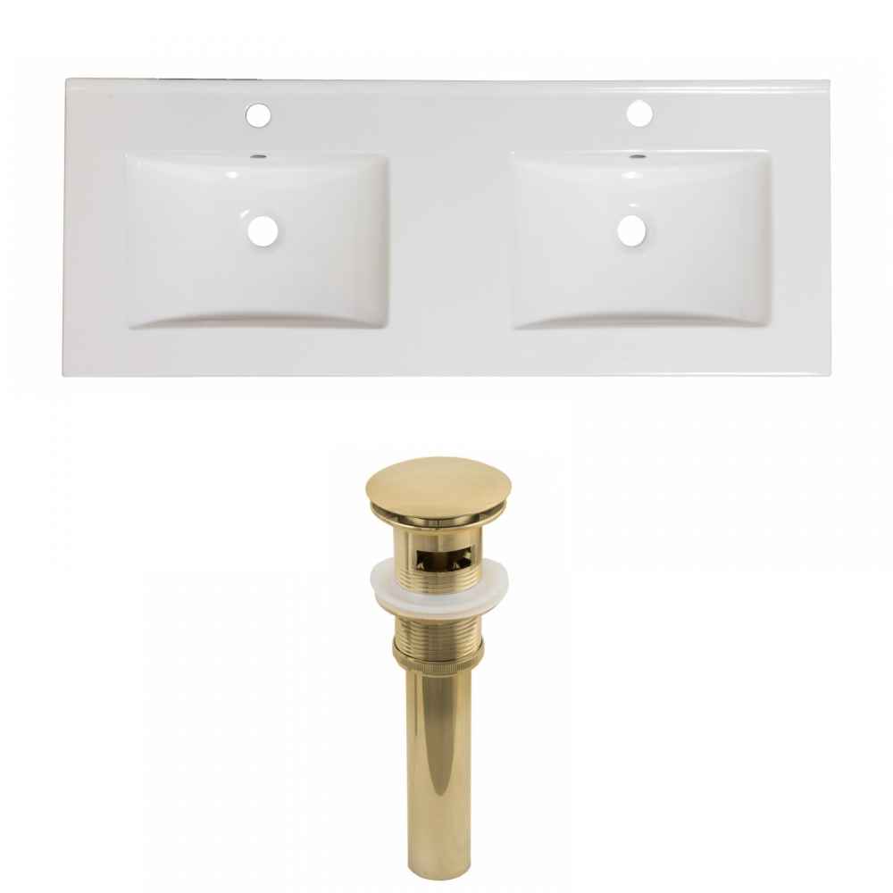 59-in. W 1 Hole Ceramic Top Set In White Color - Overflow Drain Incl.