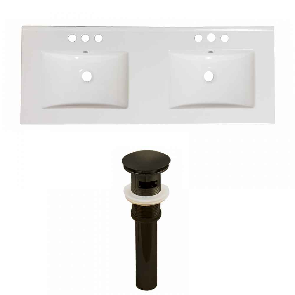 59-in. W 3H4-in. Ceramic Top Set In White Color - Overflow Drain Incl.