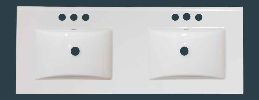 59-in. W 3H8-in. Ceramic Top Set In White Color - Overflow Drain Incl.
