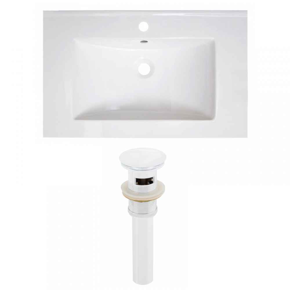 30-in. W 1 Hole Ceramic Top Set In White Color - Overflow Drain Incl.