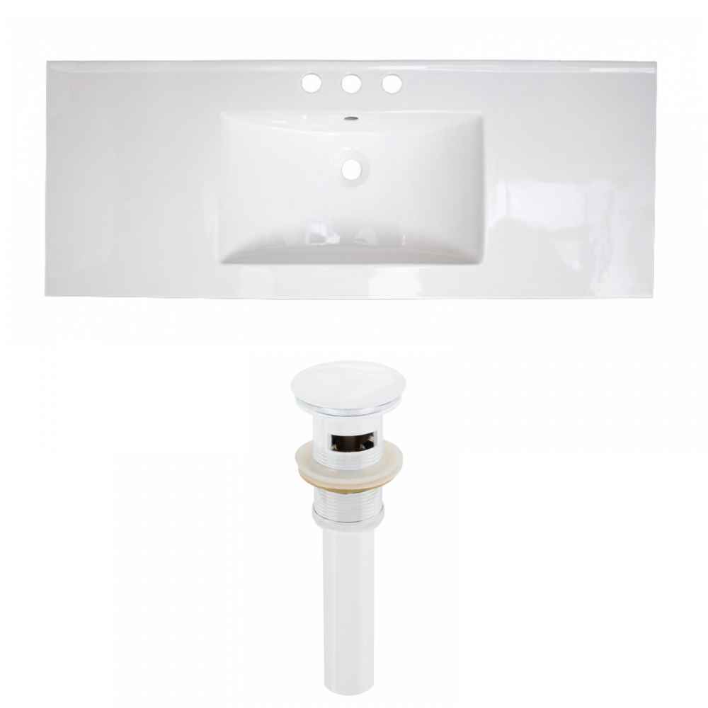 39.75-in. W 3H8-in. Ceramic Top Set In White Color - Overflow Drain Incl.