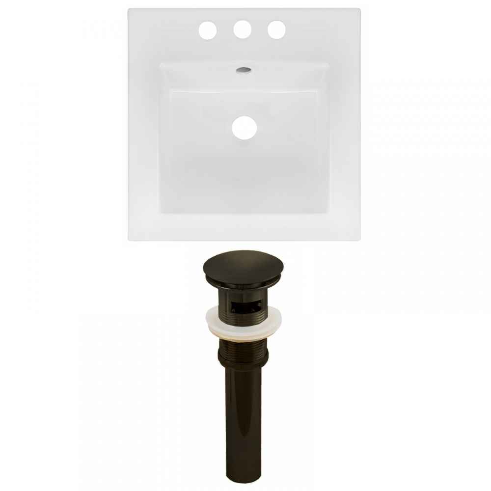 16.5-in. W 3H4-in. Ceramic Top Set In White Color - Overflow Drain Incl.
