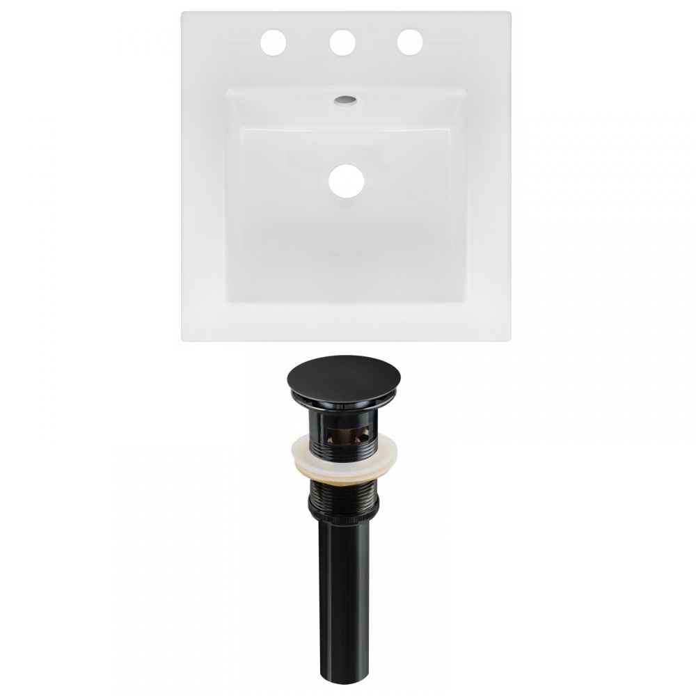 16.5-in. W 3H8-in. Ceramic Top Set In White Color - Overflow Drain Incl.