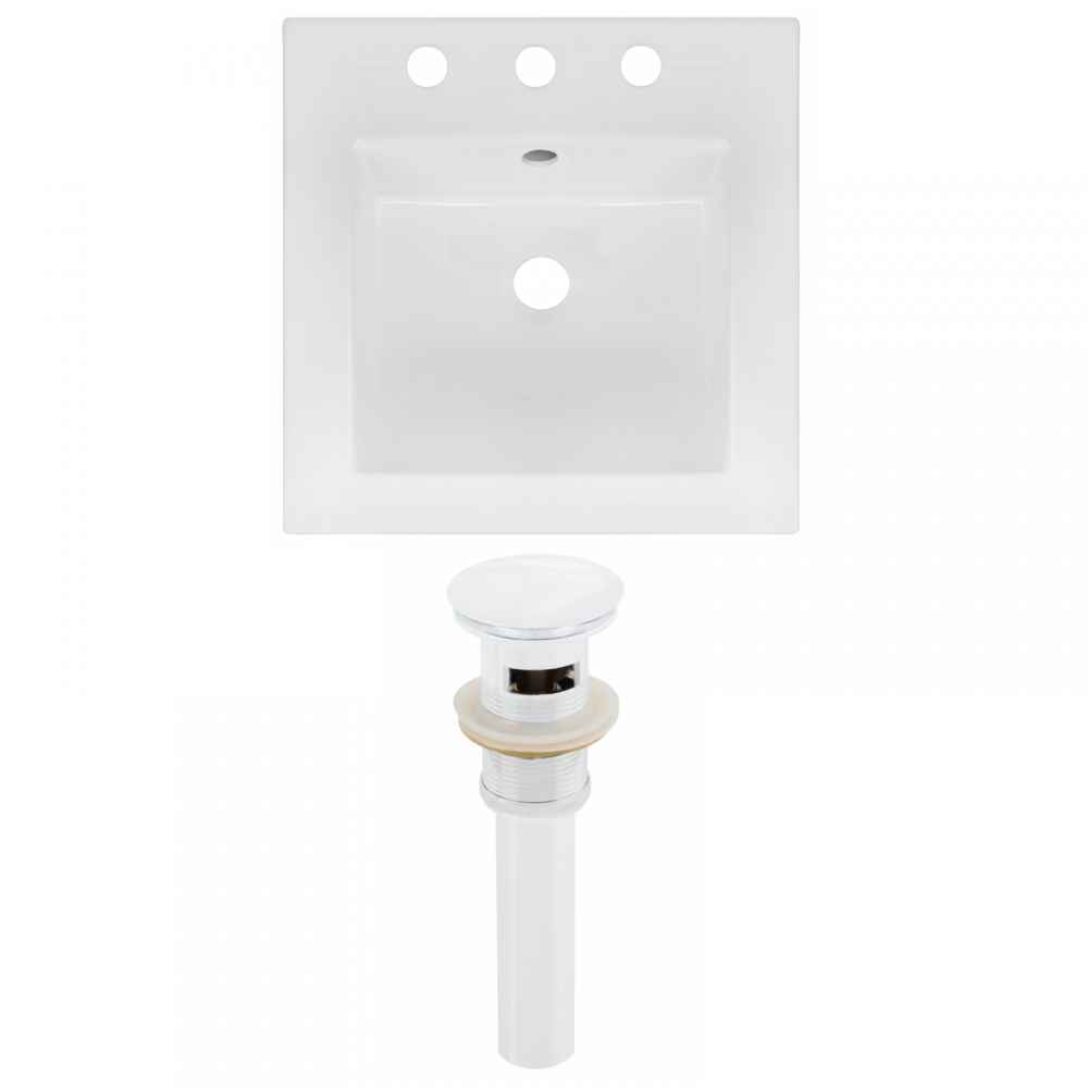 16.5-in. W 3H8-in. Ceramic Top Set In White Color - Overflow Drain Incl.
