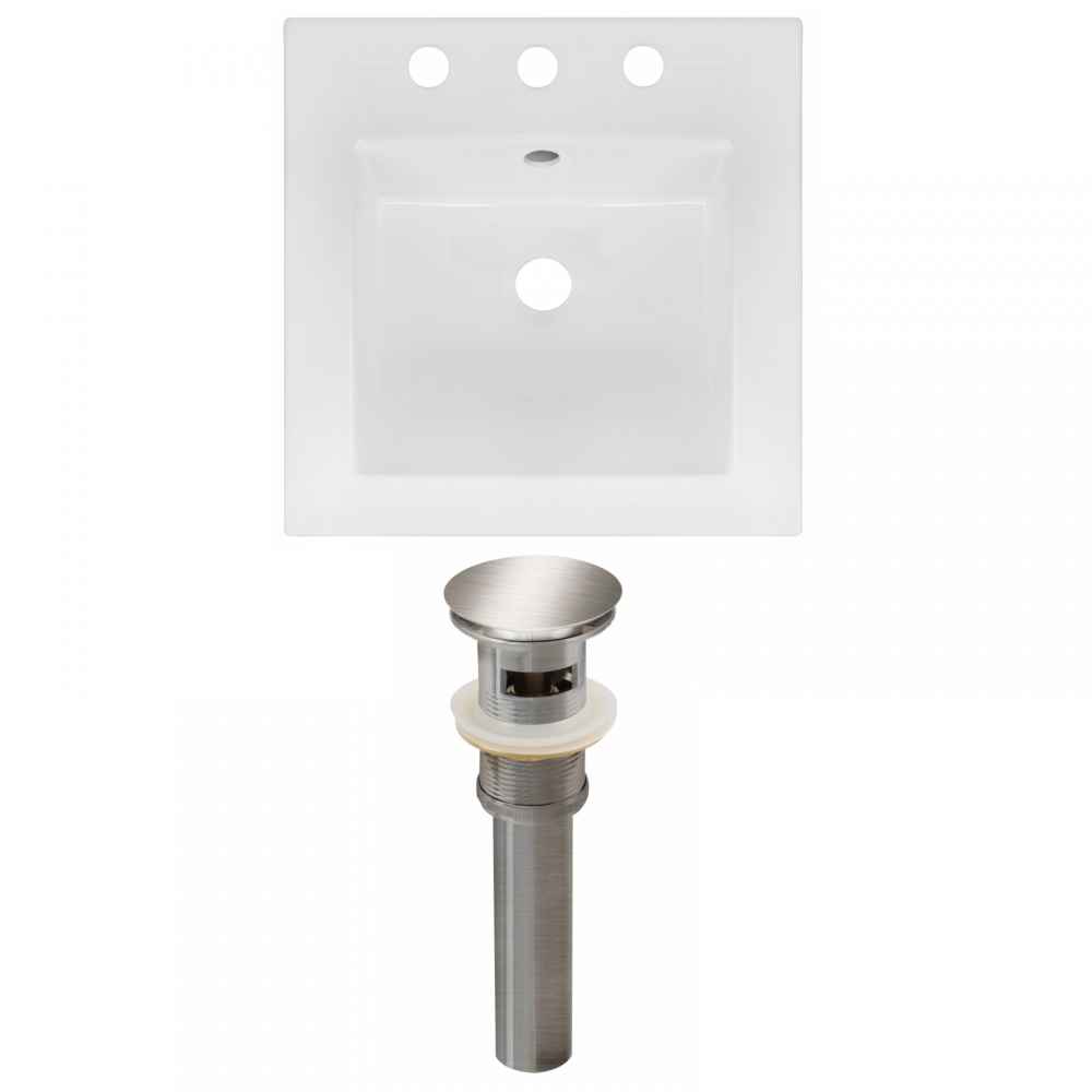 16.5-in. W 3H8-in. Ceramic Top Set In White Color - Overflow Drain Incl.