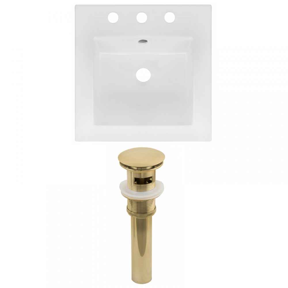 16.5-in. W 3H8-in. Ceramic Top Set In White Color - Overflow Drain Incl.