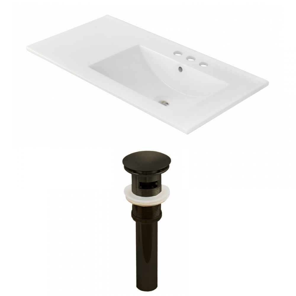 35.5-in. W 3H4-in. Ceramic Top Set In White Color - Overflow Drain Incl.