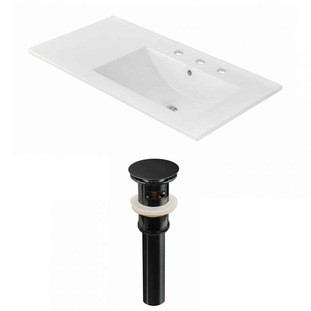 35.5-in. W 3H8-in. Ceramic Top Set In White Color - Overflow Drain Incl.