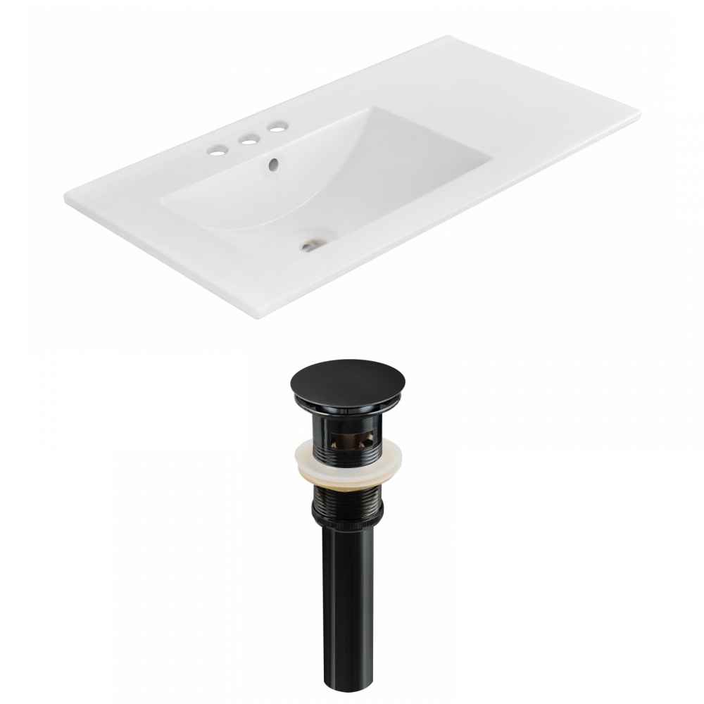 35.5-in. W 3H4-in. Ceramic Top Set In White Color - Overflow Drain Incl.