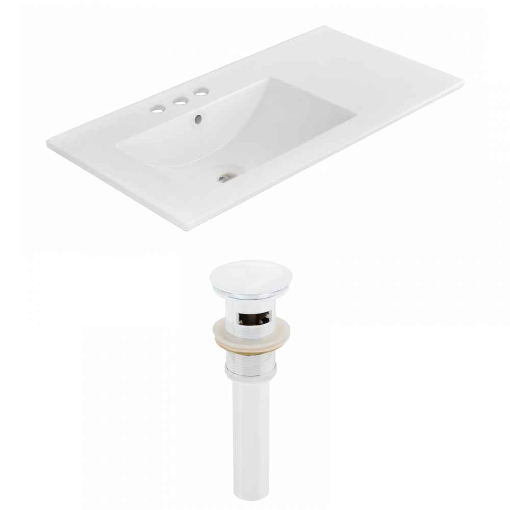 35.5-in. W 3H4-in. Ceramic Top Set In White Color - Overflow Drain Incl.