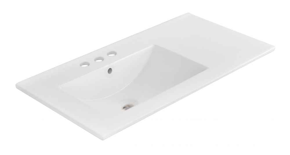 35.5-in. W 3H4-in. Ceramic Top Set In White Color - Overflow Drain Incl.