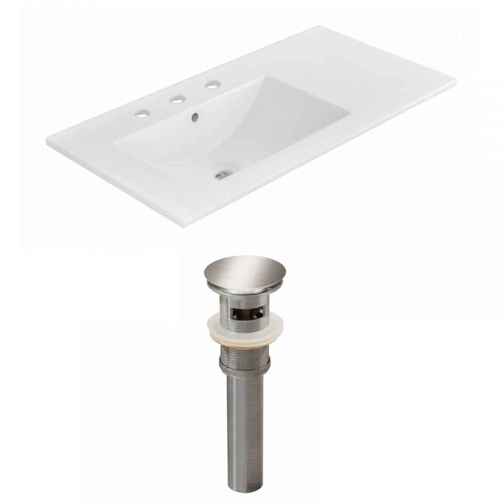 35.5-in. W 3H8-in. Ceramic Top Set In White Color - Overflow Drain Incl.