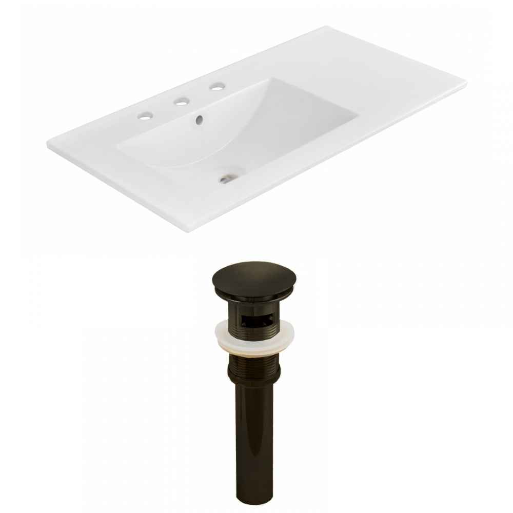 35.5-in. W 3H8-in. Ceramic Top Set In White Color - Overflow Drain Incl.
