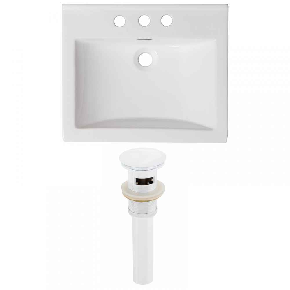 21-in. W 3H4-in. Ceramic Top Set In White Color - Overflow Drain Incl.