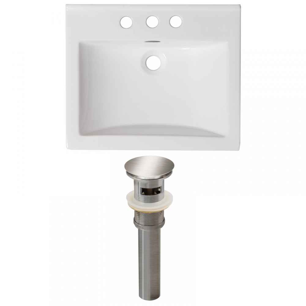 21-in. W 3H4-in. Ceramic Top Set In White Color - Overflow Drain Incl.