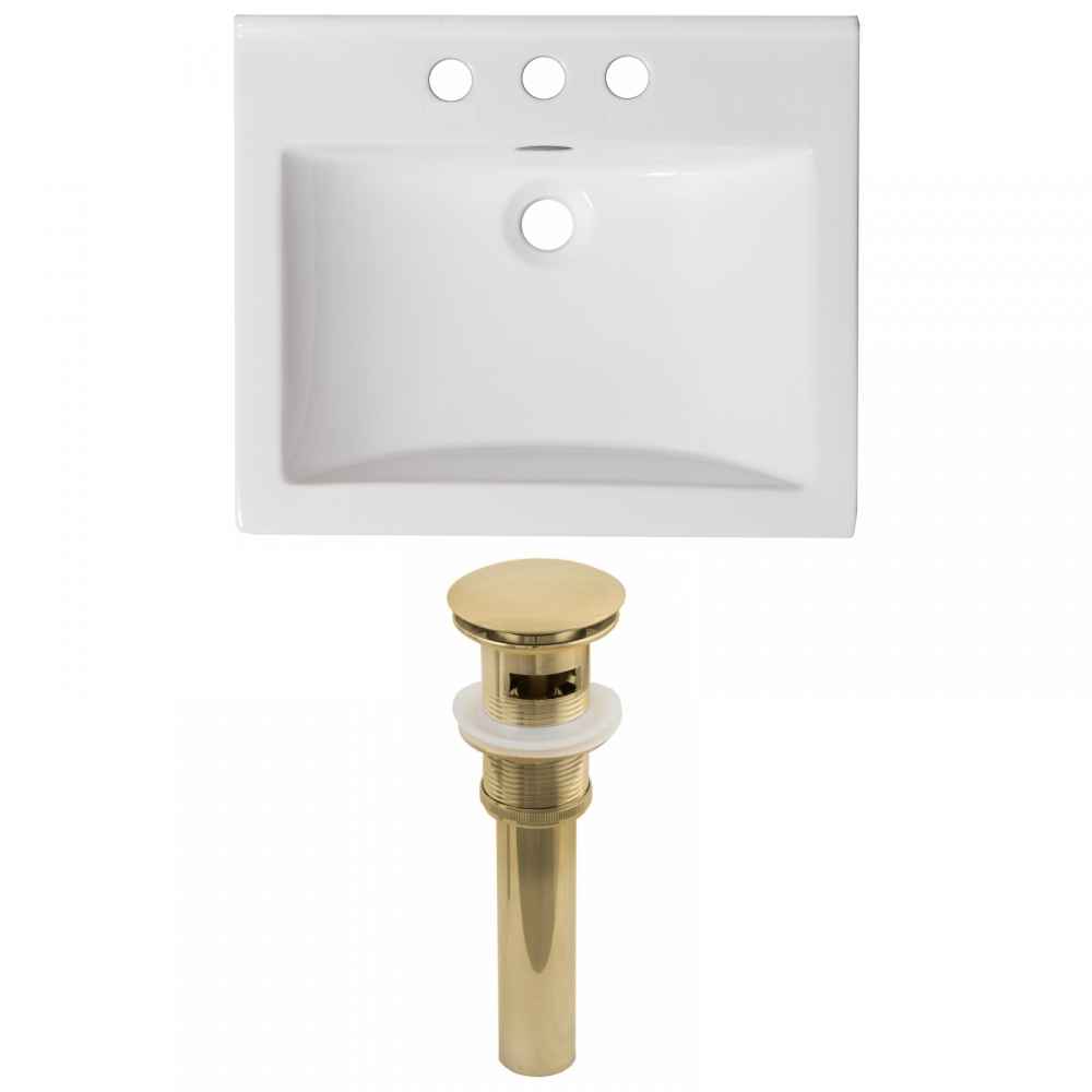 21-in. W 3H4-in. Ceramic Top Set In White Color - Overflow Drain Incl.