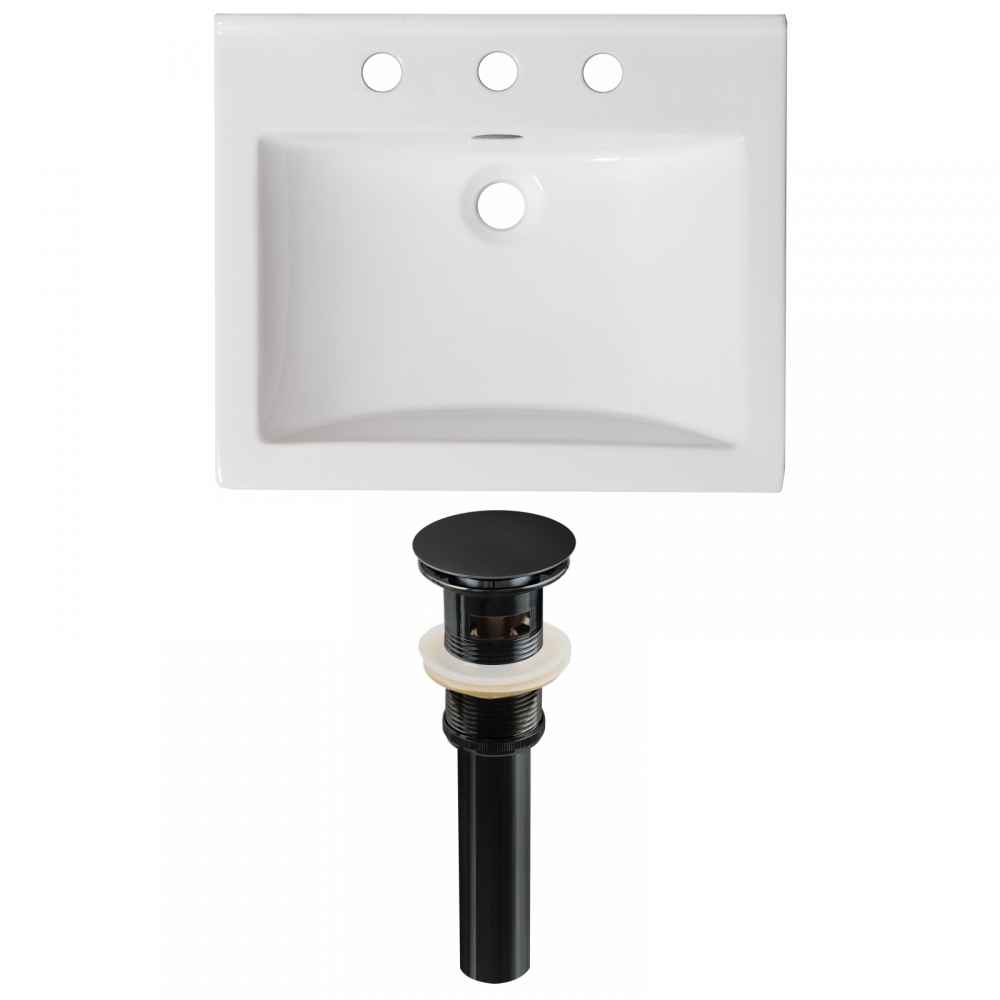 21-in. W 3H8-in. Ceramic Top Set In White Color - Overflow Drain Incl.