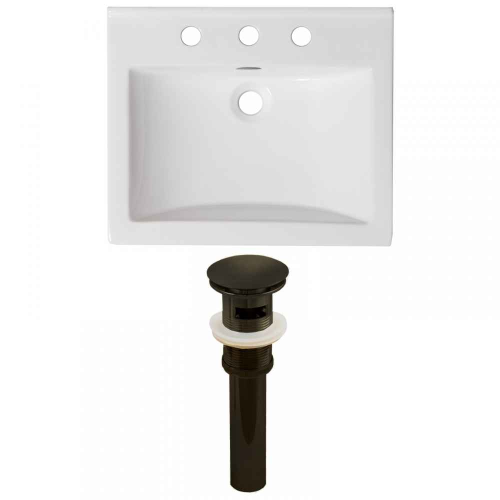 21-in. W 3H8-in. Ceramic Top Set In White Color - Overflow Drain Incl.