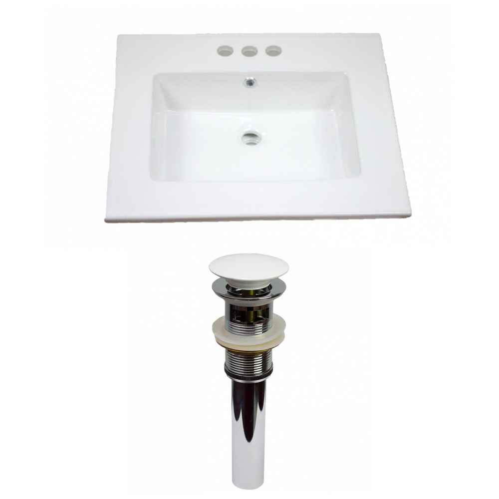 25-in. W 3H4-in. Ceramic Top Set In White Color - Overflow Drain Incl.