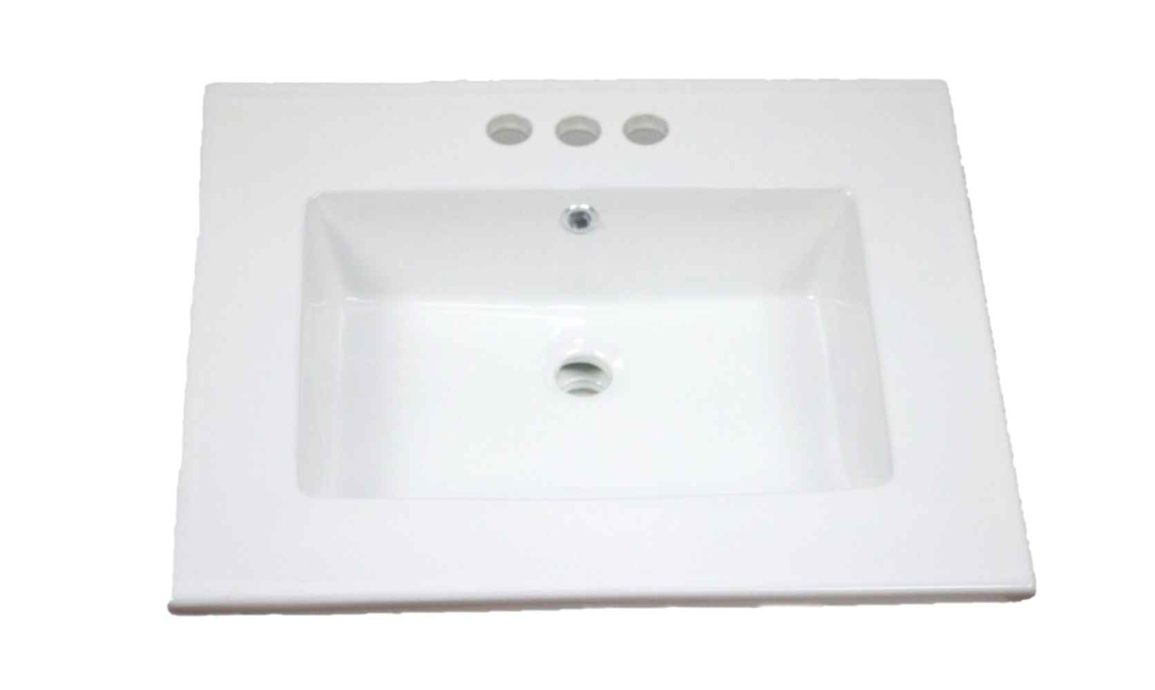 25-in. W 3H4-in. Ceramic Top Set In White Color - Overflow Drain Incl.