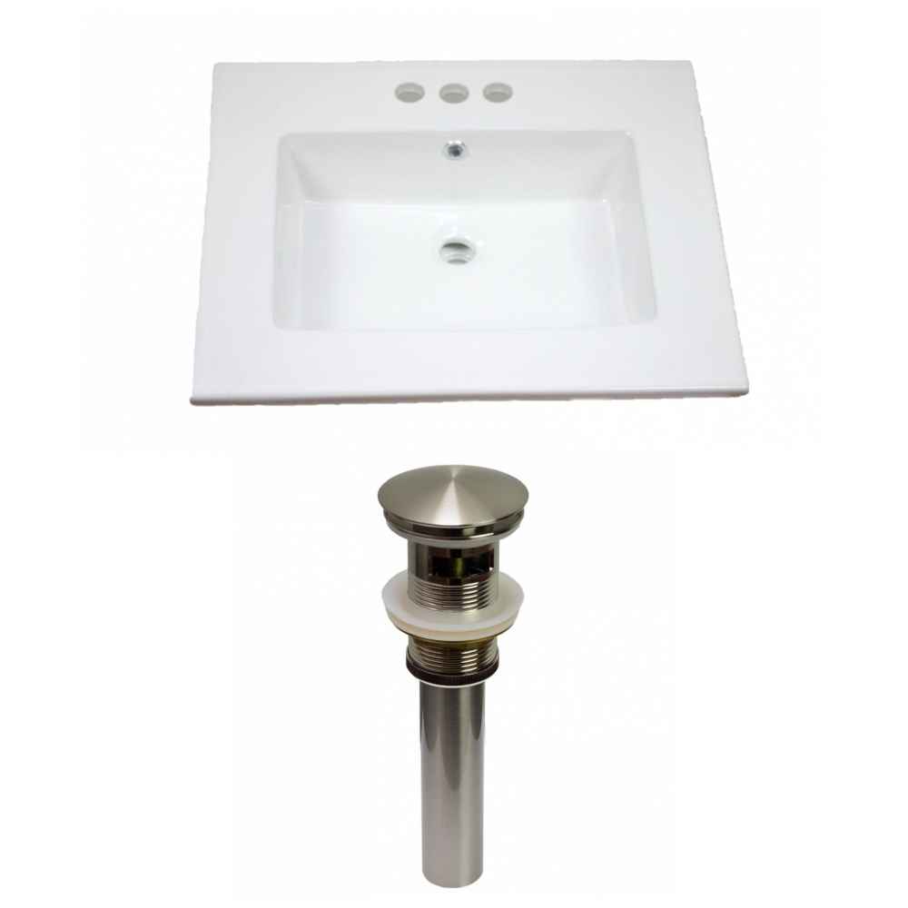 25-in. W 3H4-in. Ceramic Top Set In White Color - Overflow Drain Incl.