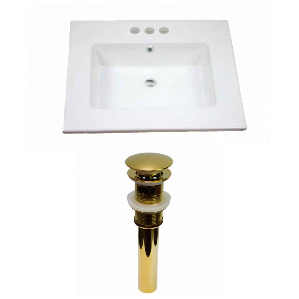 25-in. W 3H4-in. Ceramic Top Set In White Color - Overflow Drain Incl.