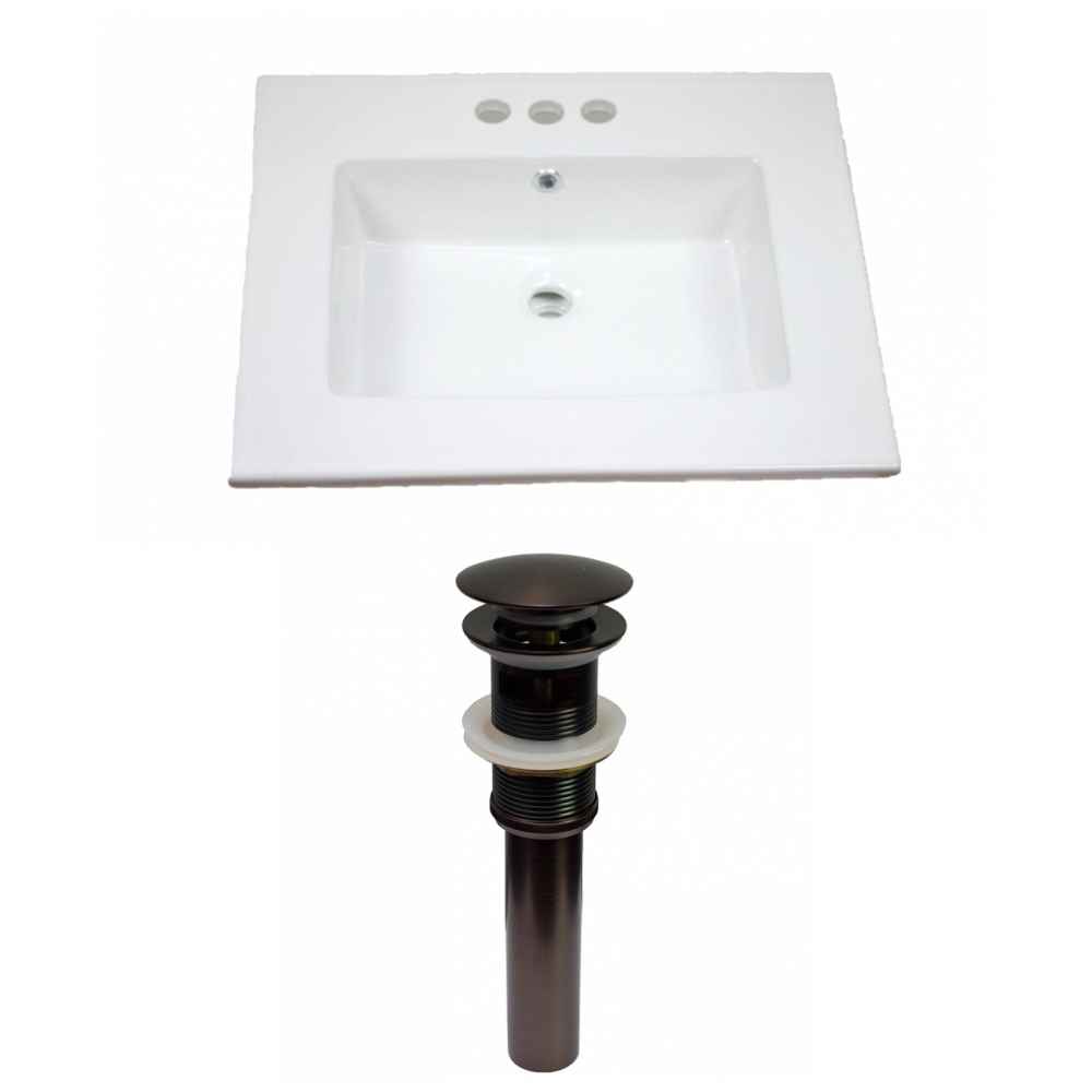 25-in. W 3H4-in. Ceramic Top Set In White Color - Overflow Drain Incl.