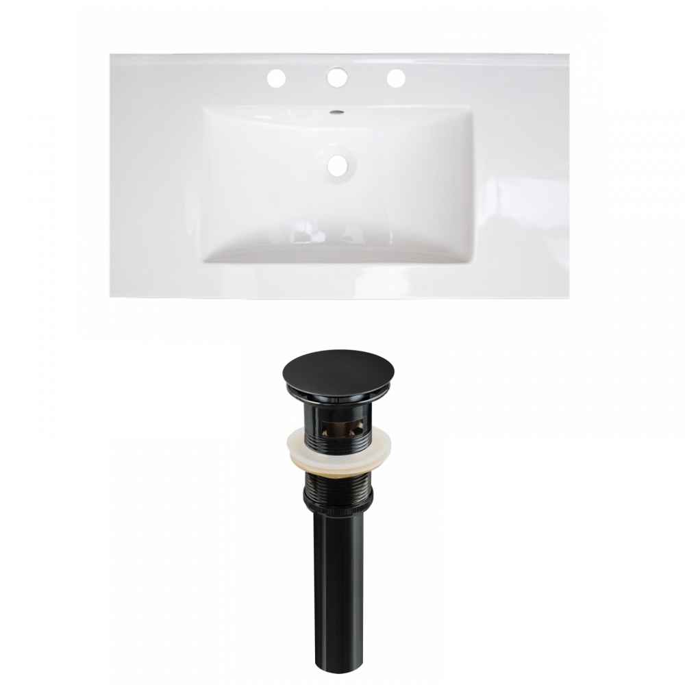 36.75-in. W 3H8-in. Ceramic Top Set In White Color - Overflow Drain Incl.
