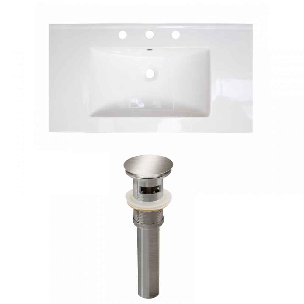 36.75-in. W 3H8-in. Ceramic Top Set In White Color - Overflow Drain Incl.