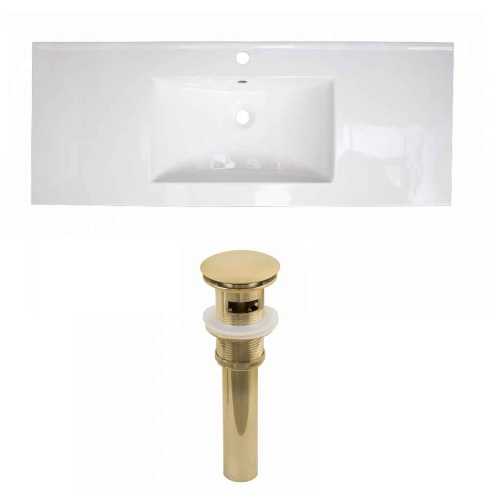 48.75-in. W 1 Hole Ceramic Top Set In White Color - Overflow Drain Incl.
