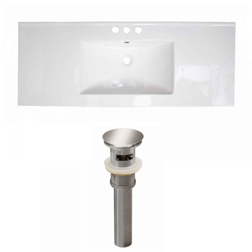 48.75-in. W 3H8-in. Ceramic Top Set In White Color - Overflow Drain Incl.