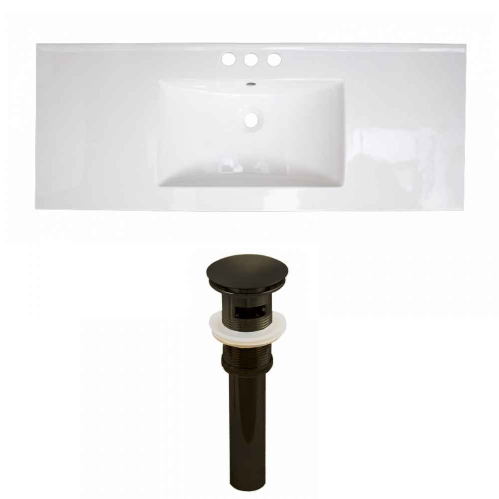 48.75-in. W 3H8-in. Ceramic Top Set In White Color - Overflow Drain Incl.