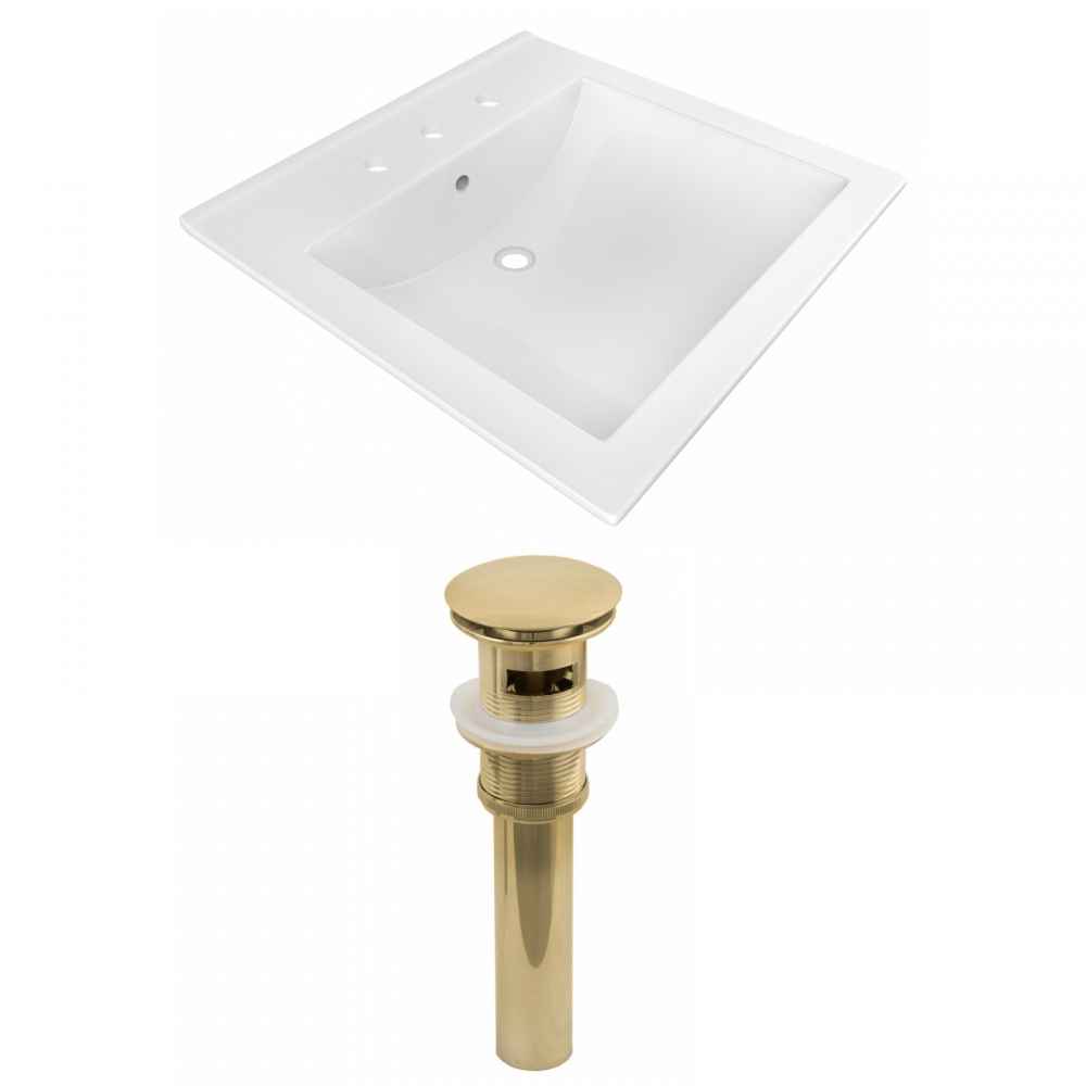 21.5-in. W 3H8-in. Ceramic Top Set In White Color - Overflow Drain Incl.
