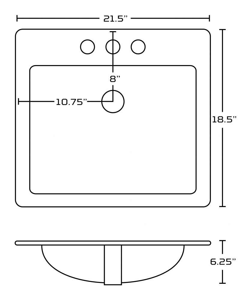 21.5-in. W 3H4-in. Ceramic Top Set In White Color - Overflow Drain Incl.