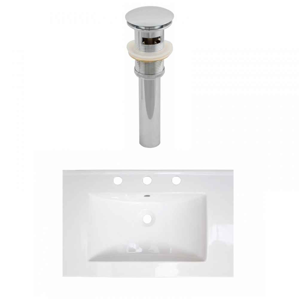 24-in. W 3H8-in. Ceramic Top Set In White Color - Overflow Drain Incl.