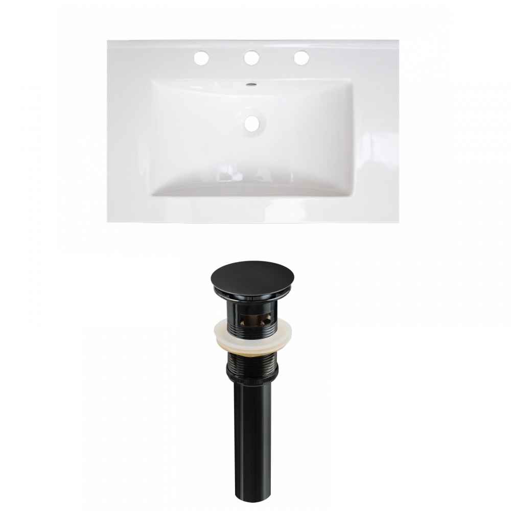 24-in. W 3H8-in. Ceramic Top Set In White Color - Overflow Drain Incl.