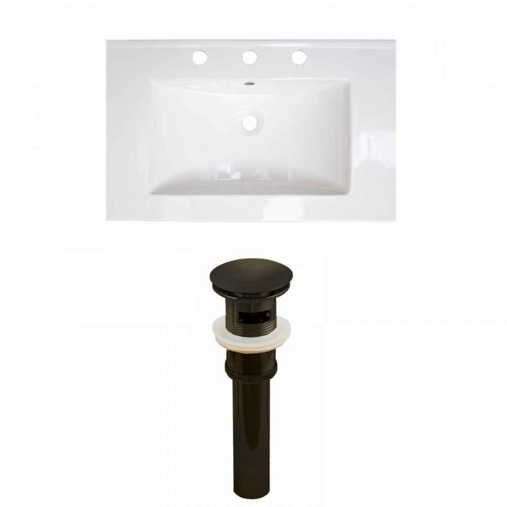 24-in. W 3H8-in. Ceramic Top Set In White Color - Overflow Drain Incl.