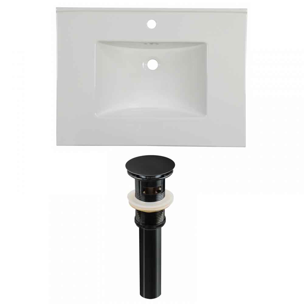 30.75-in. W 1 Hole Ceramic Top Set In White Color - Overflow Drain Incl.