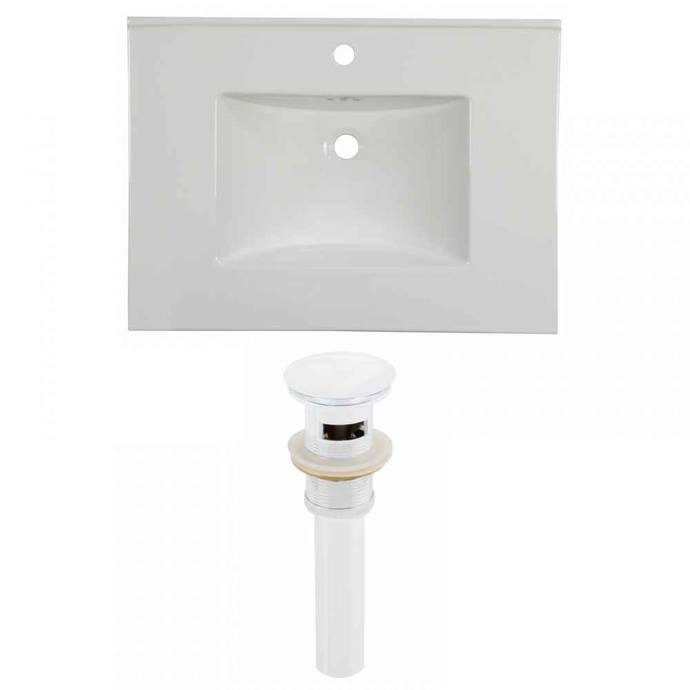 30.75-in. W 1 Hole Ceramic Top Set In White Color - Overflow Drain Incl.