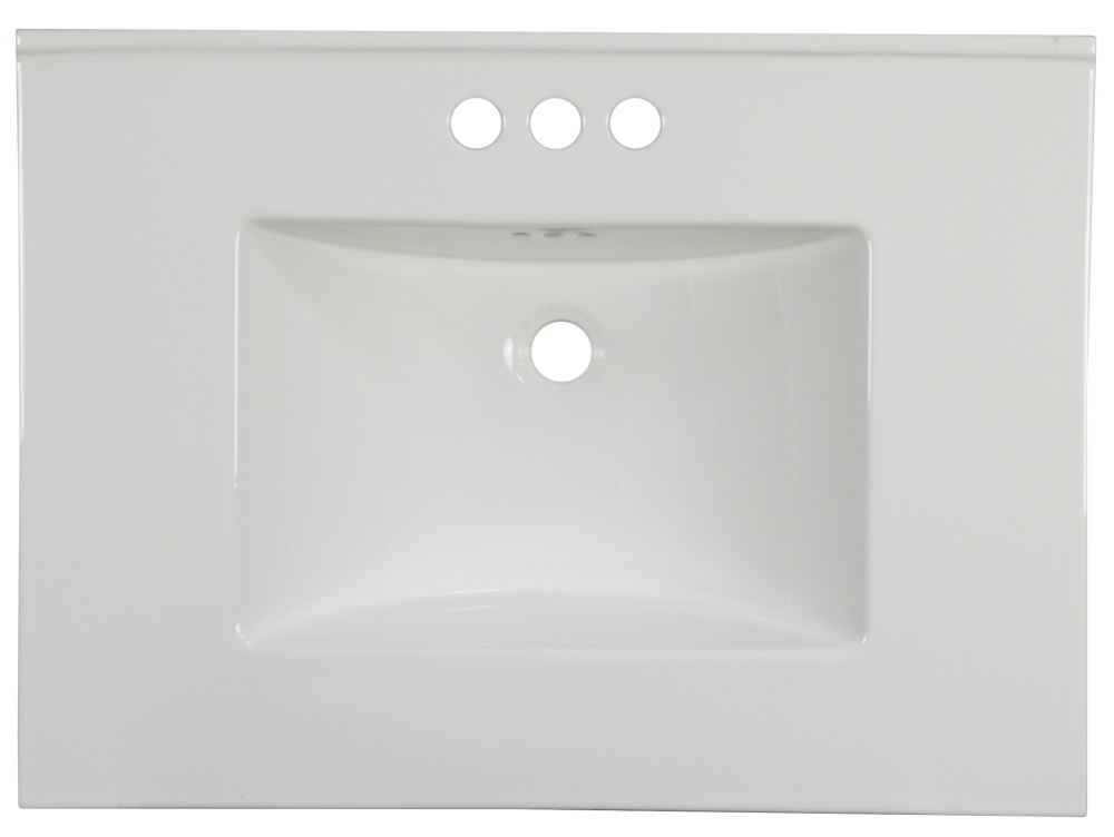 30.75-in. W 3H4-in. Ceramic Top Set In White Color - Overflow Drain Incl.