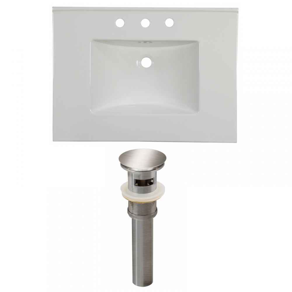 30.75-in. W 3H8-in. Ceramic Top Set In White Color - Overflow Drain Incl.