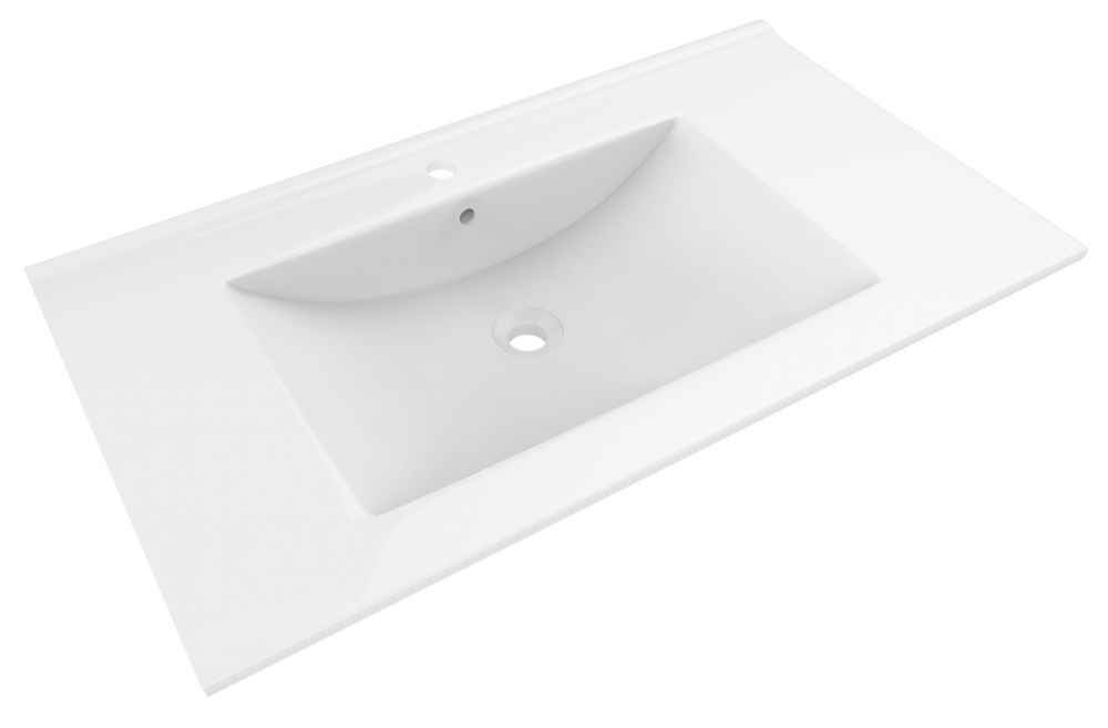 35.5-in. W 1 Hole Ceramic Top Set In White Color