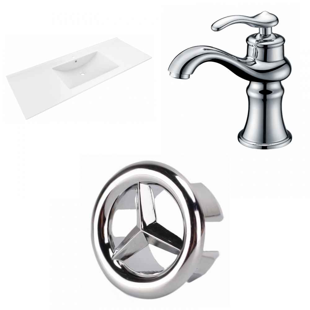 48-in. W 1 Hole Ceramic Top Set In White Color