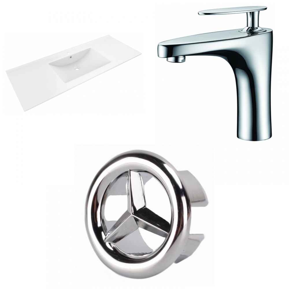 48-in. W 1 Hole Ceramic Top Set In White Color