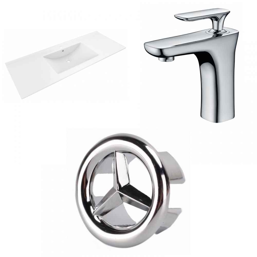 48-in. W 1 Hole Ceramic Top Set In White Color