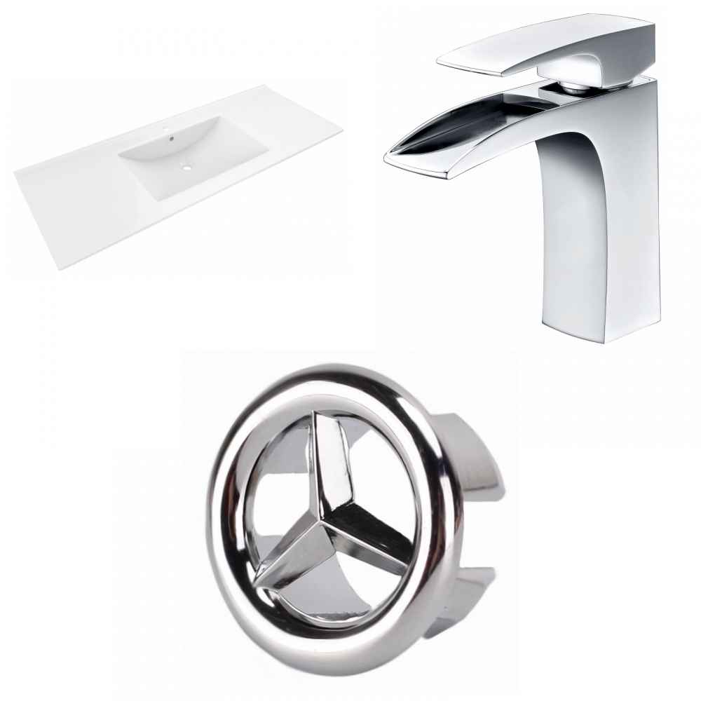 48-in. W 1 Hole Ceramic Top Set In White Color