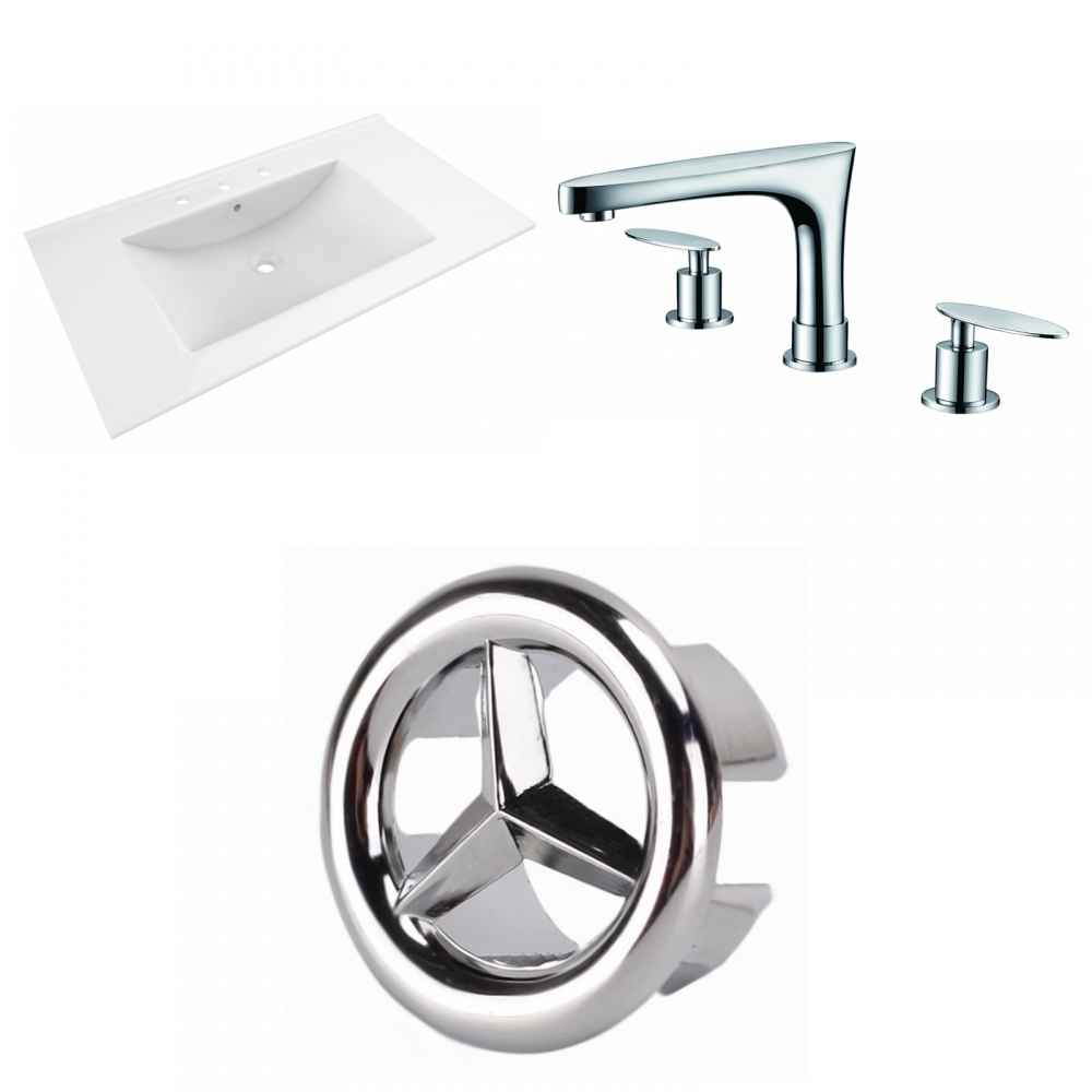 35.5-in. W 3H8-in. Ceramic Top Set In White Color